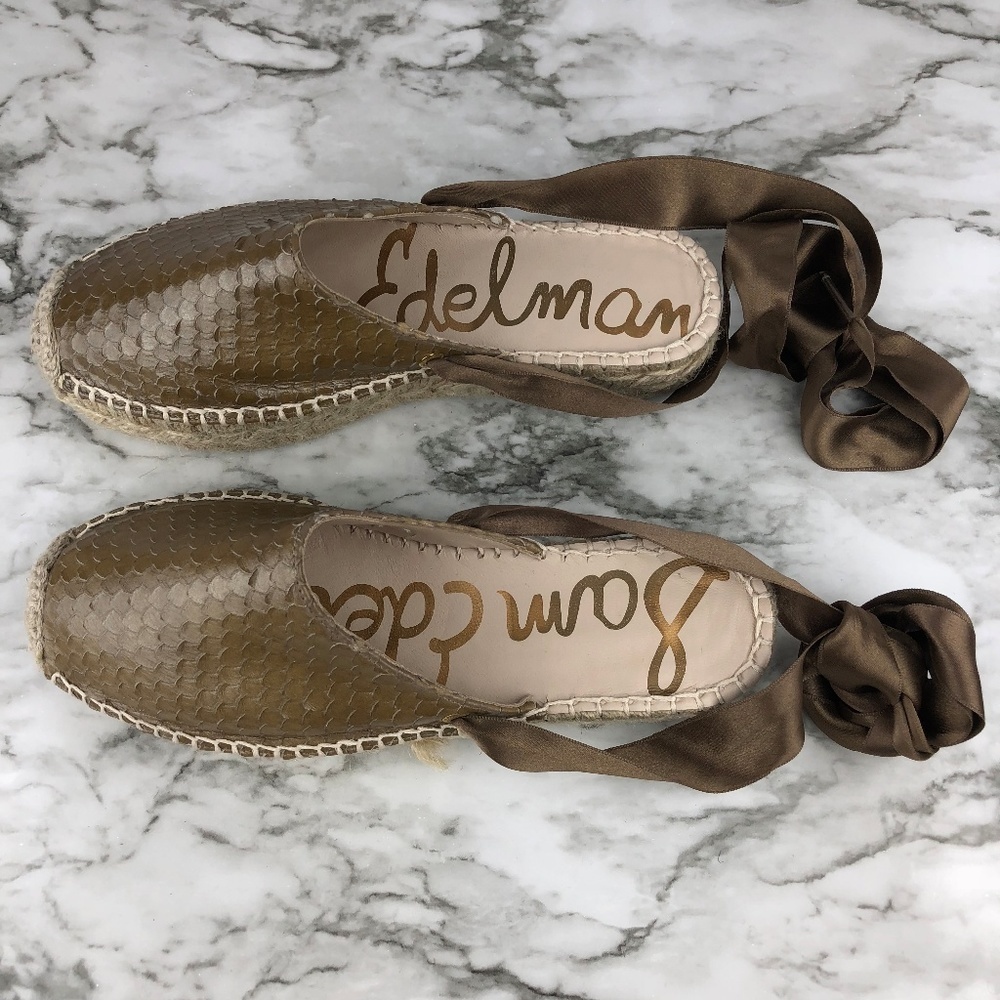 NEW Sam Edelman Inna Lace Up Natural Brown Espadrilles Sandals - Picture 4 of 6